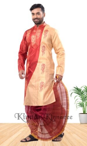 Tasor Designer Panjabi and Authentic Tant Ready Dhuti